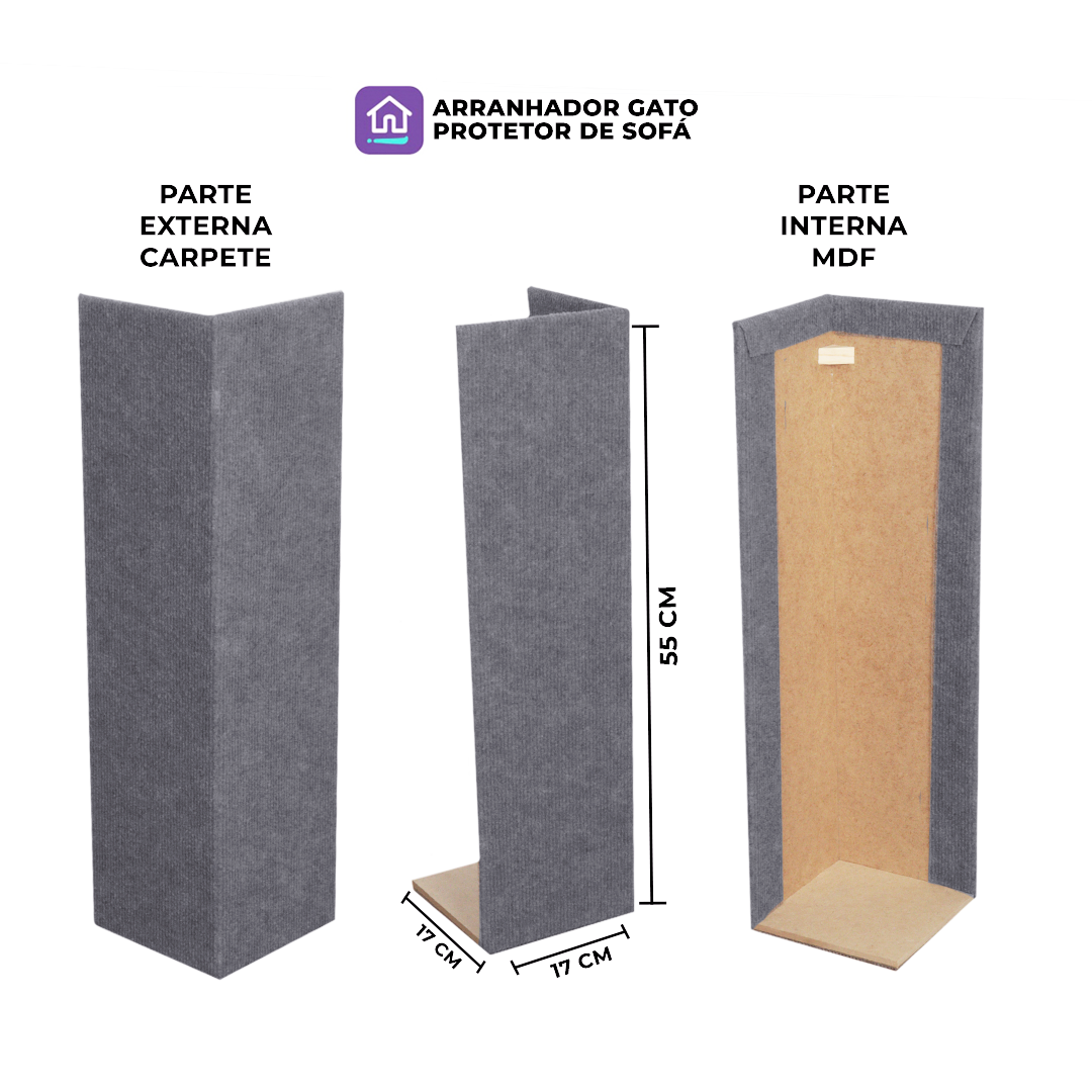 Arranhador Gato Protetor de Sofá Kit 2 - Cinza