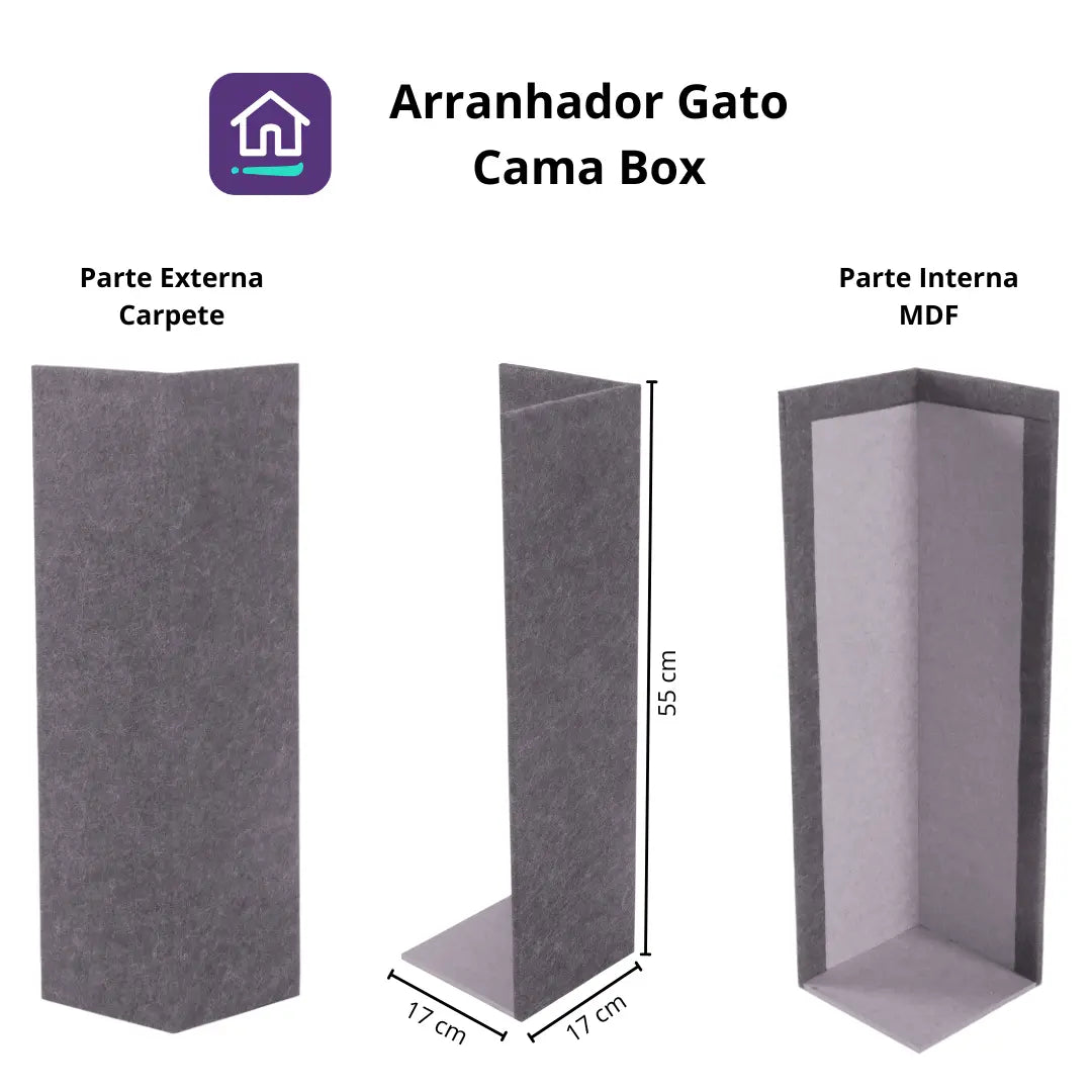 Arranhador MDF Cama Box para Gatos - Cinza