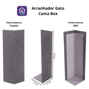 Arranhador MDF Cama Box para Gatos - Cinza