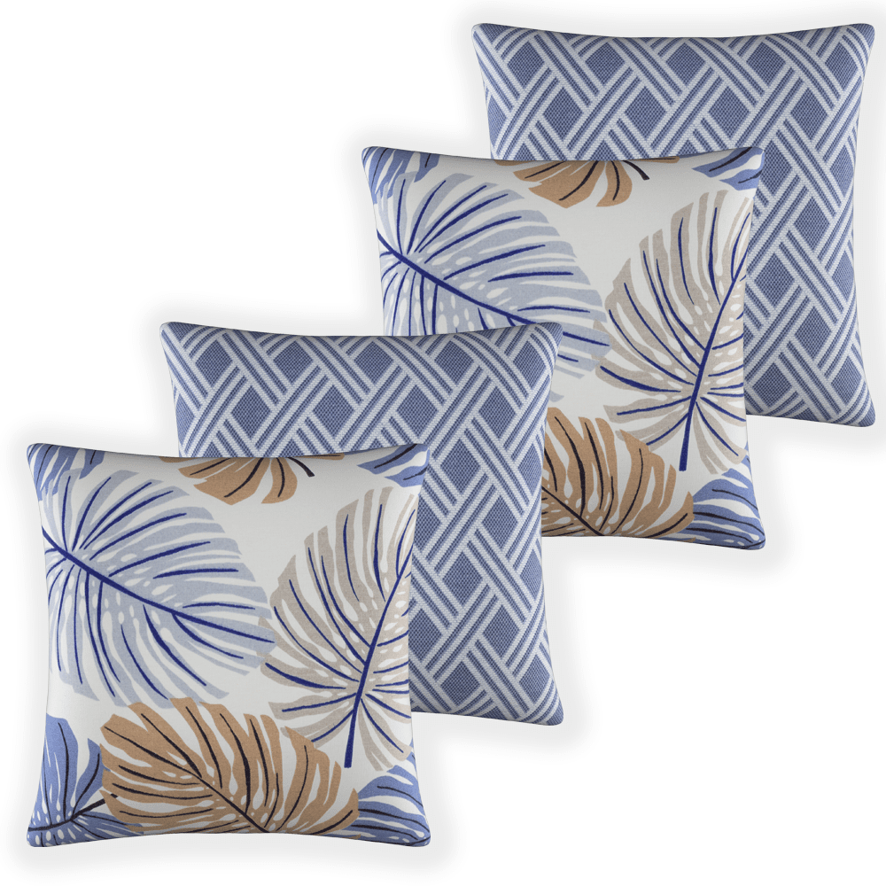 Kit 4 Capa de Almofada AcquaBlock - Jardim Azul